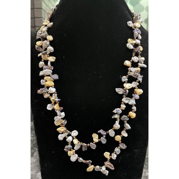 Lucas Lameth Jewelry - Lucas Lameth LUC 925 Baroque Freshwater Pearl 2 Strand Statement Necklace